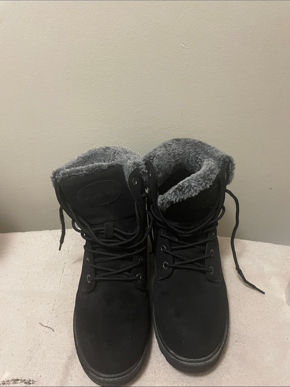 Lugz Black Women's Winter Fur-Lined Rain Boots